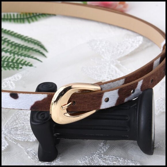 Vintage Western Faux Leather Skinny Belt Adjustable Cowgirl Accessory main image 4